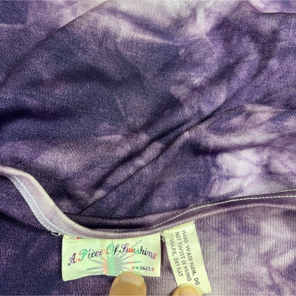 Vintage 70s Rainbow Dress size Small XS Purple Tie Dye Maxi Boho Hippie - Picture 9 of 11